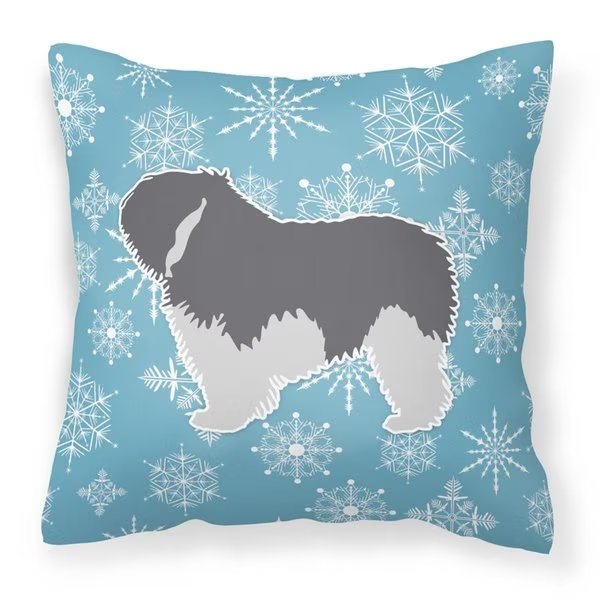 Winter Snowflake Polish Lowland Sheepdog Dog Fabric Decorative Pillow, Jensendistributionservices, Mfr#: MI2550079